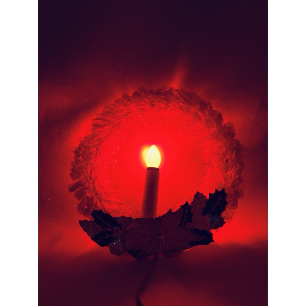 Vintage Electric Wreath of Red Sparkling Cellophane Light Christmas Works‎